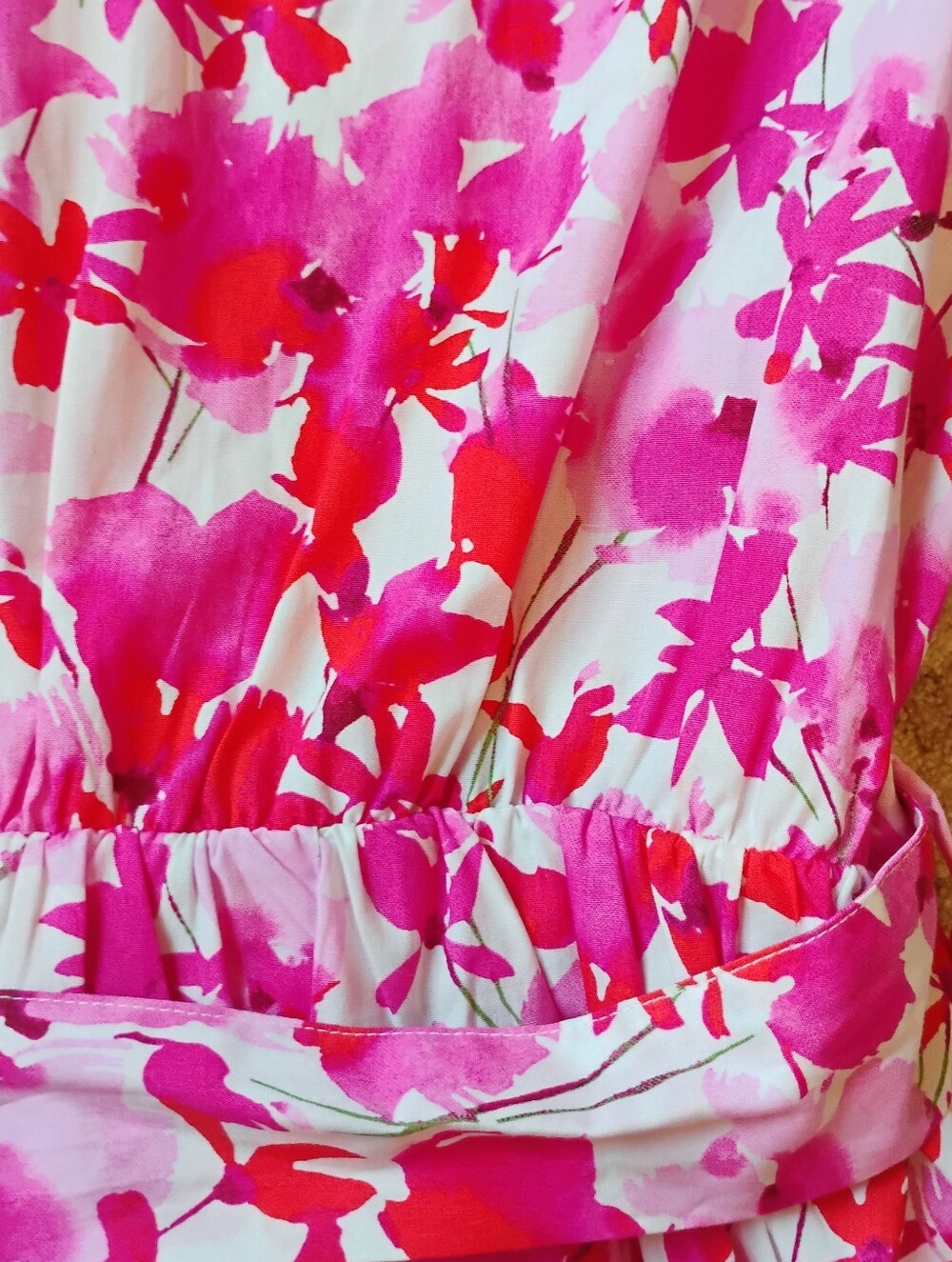 NWT 4 DKNY Pink And Red Floral Short Sleeve Midi Full Skirt Shirt Dress NEW - Picture 9 of 12